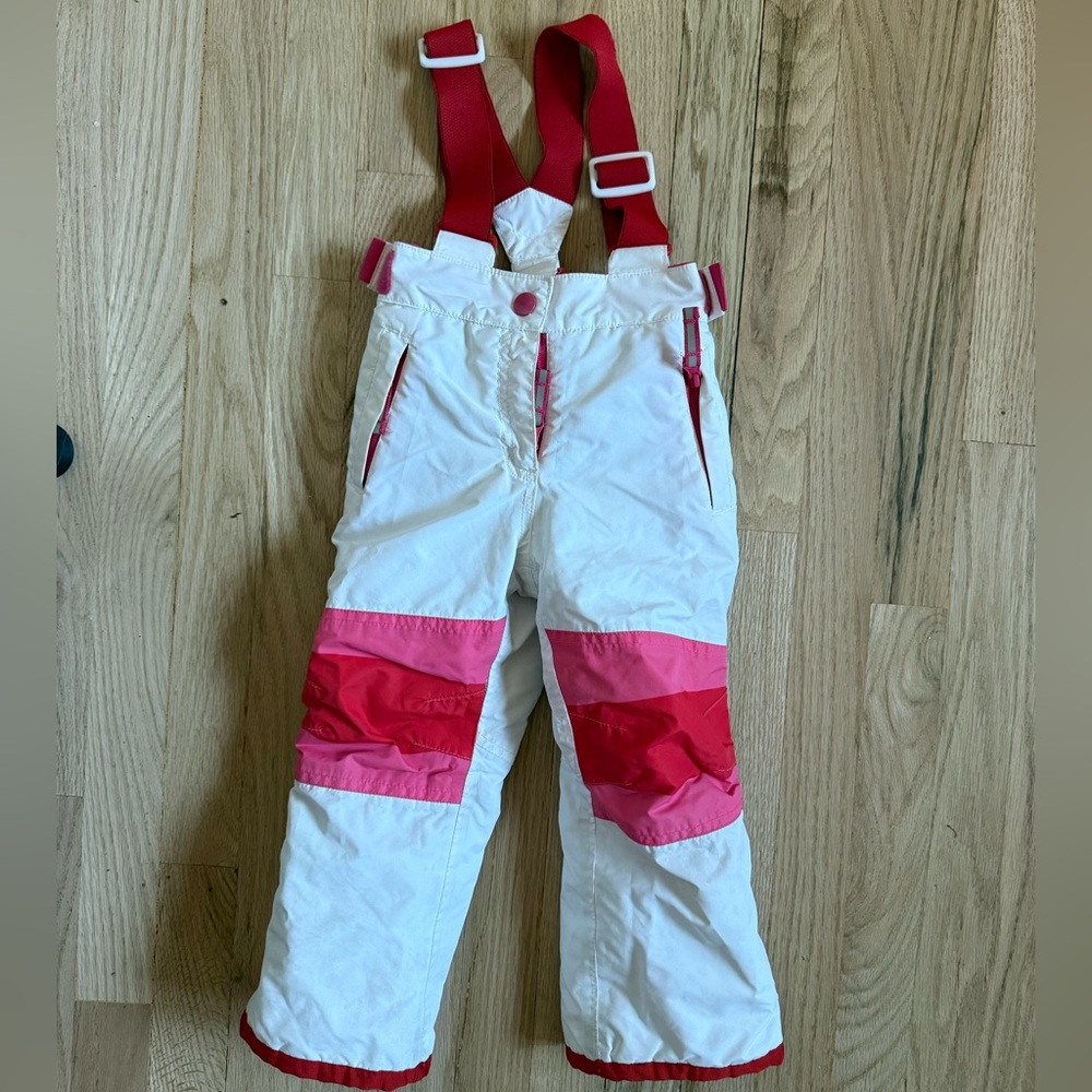 Toddler Girls Mini Boden White Insulated Snow Bib Size 2-3Y